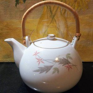 Vintage Noritake Rattan Handled Tea Pot